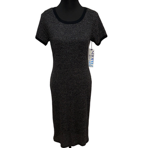 Almost Famous Gray Sheath Midi Dress Crew Neck Minimalist Monochrome Comfy